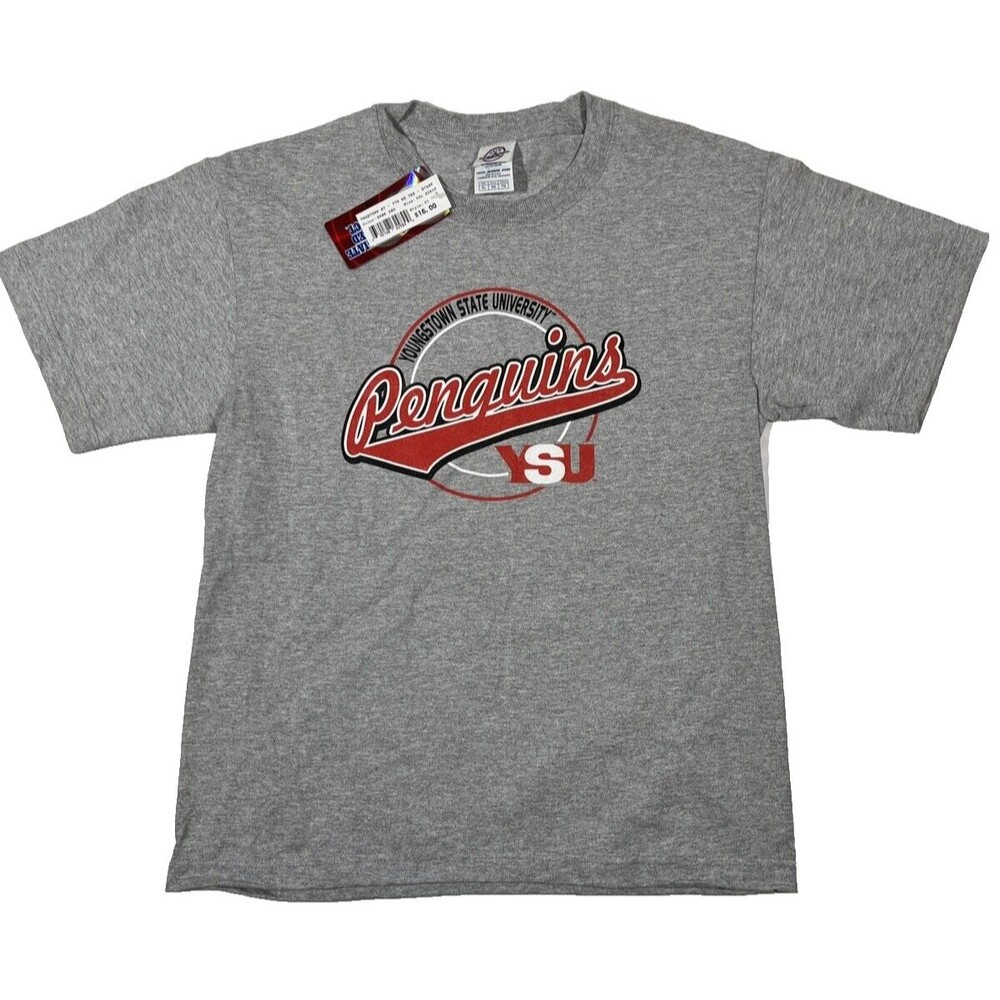 Delta Youngstown State University T-Shirt Kids XL Gray Y2K Penguins‎ NCAA NWT